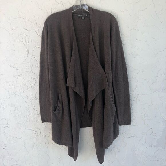 BAREFOOT DREAMS Light Island Wrap Brown Open Front Cardigan Sweater Size S/M - Picture 1 of 6